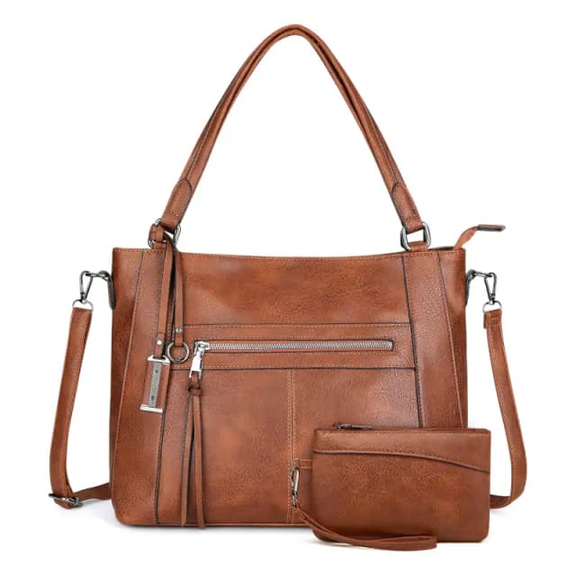 Cross Body Chain Double Strap Brown